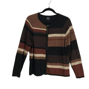 Erika Cardigan Striped Full-Zip Size M Petite (PM) W0mens